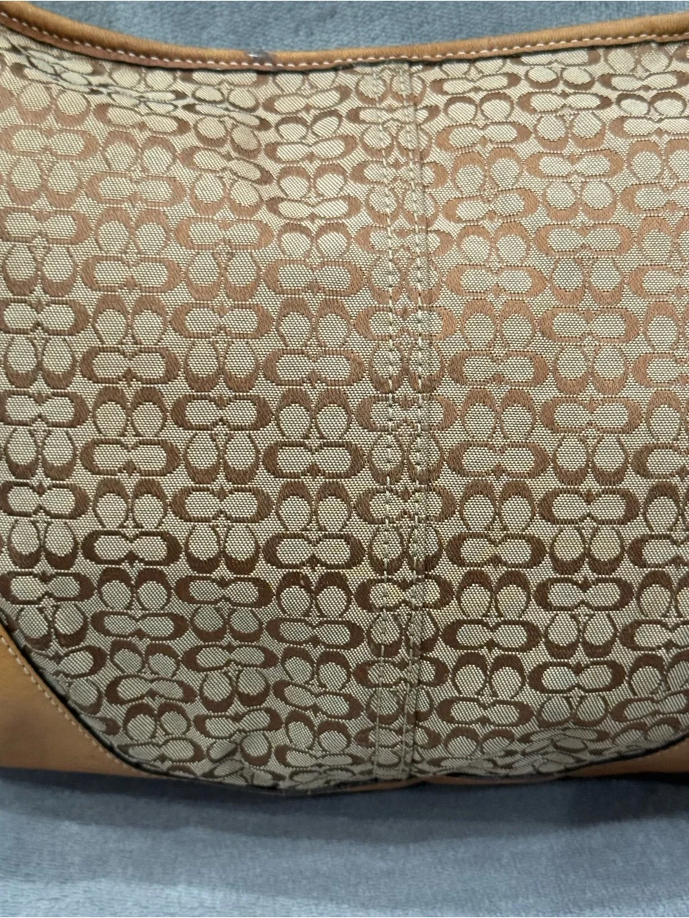 Vintage Y2K Coach Signature Jacquard Hobo Bag Brown Tan